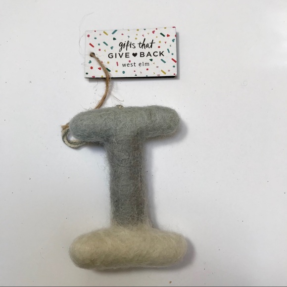 West Elm Wool Felt Letter “I” Ombré Ornament NEW